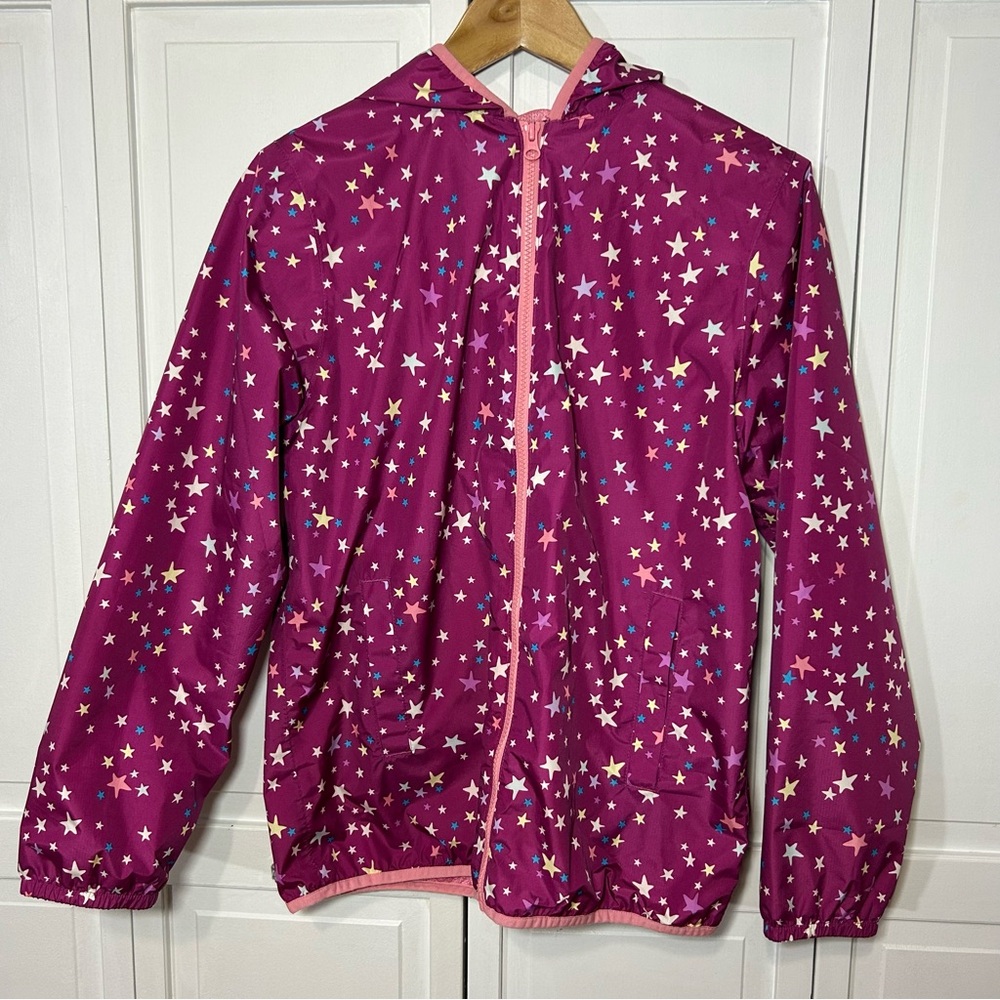 Lands' End Girls Waterproof Hooded Packable Rain Jacket XL 14/16